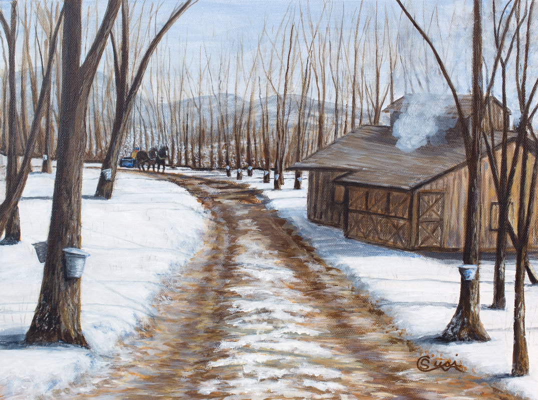 First Run Maple, acrylic painting by Susie Caron