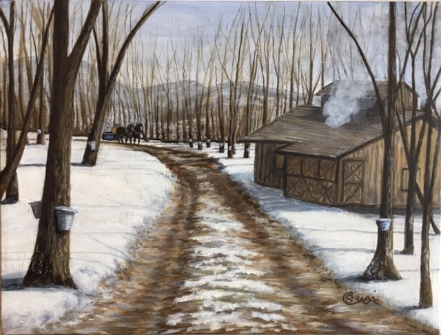1st Run Maple, 12x16 Acrylic Painting, by Susie Caron, winner of 