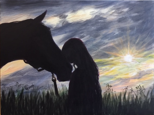 G'Nite Horse, 12 x 16 Acrylic Painting by Susie Caron, 'Staff's Choice' award at the Champlain Valley Fair, 2018