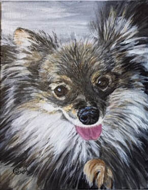 Custom Pet Portrait of Silver Dog by Susie Caron