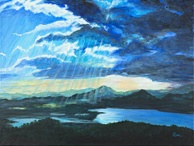 Acrylic Painting, Blue Sky Fall, by Susie Caron